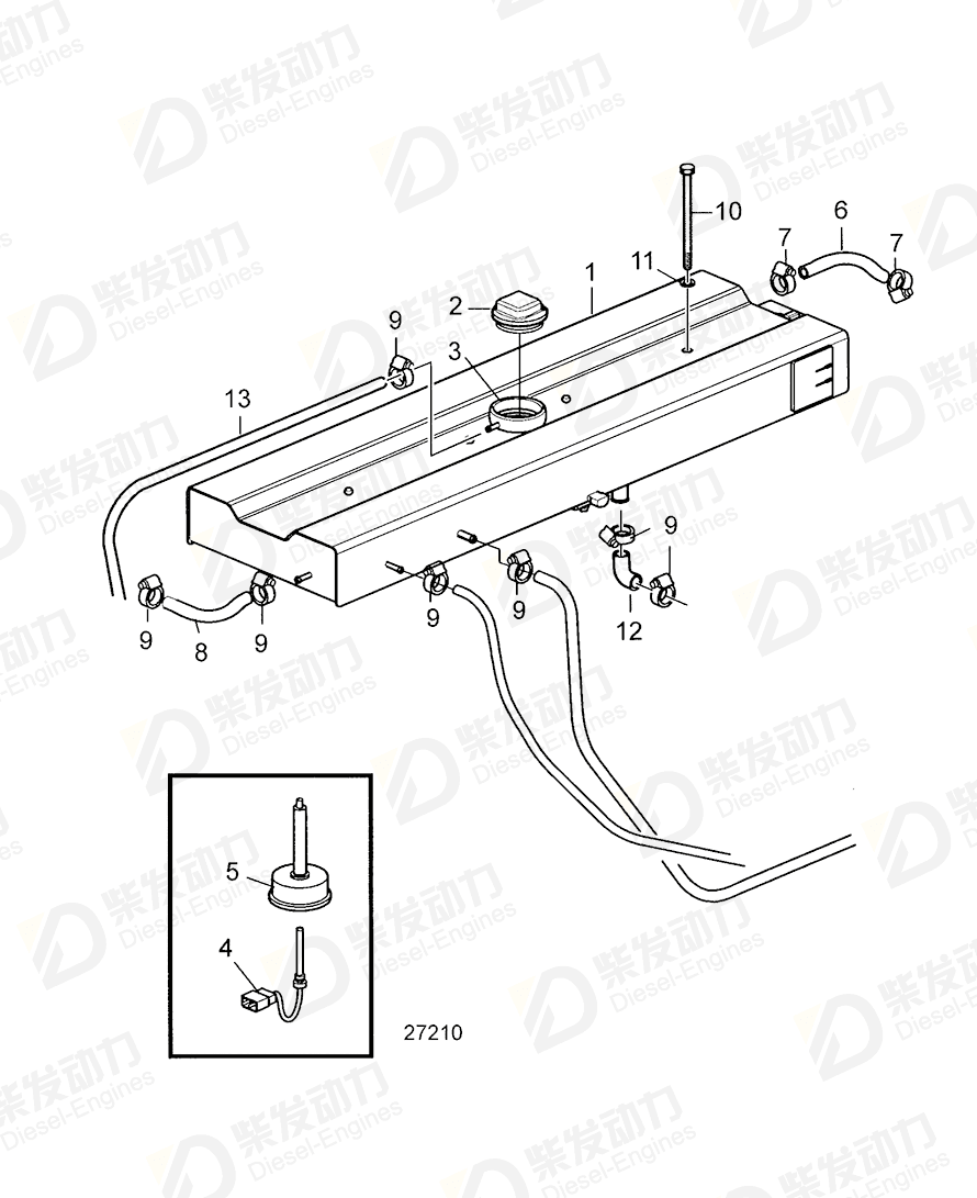 volvo penta Hose 22075221 Drawing volvo penta Hose 22075221 Drawing